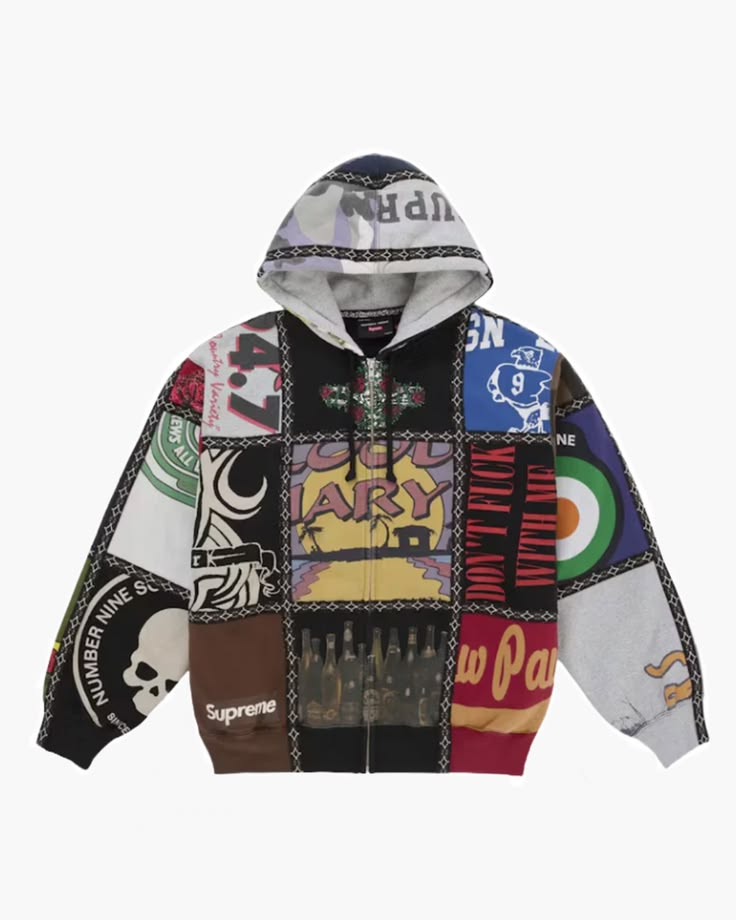 Supreme Number (N)ine Patchwork Zip Up Hoodie Multicolor